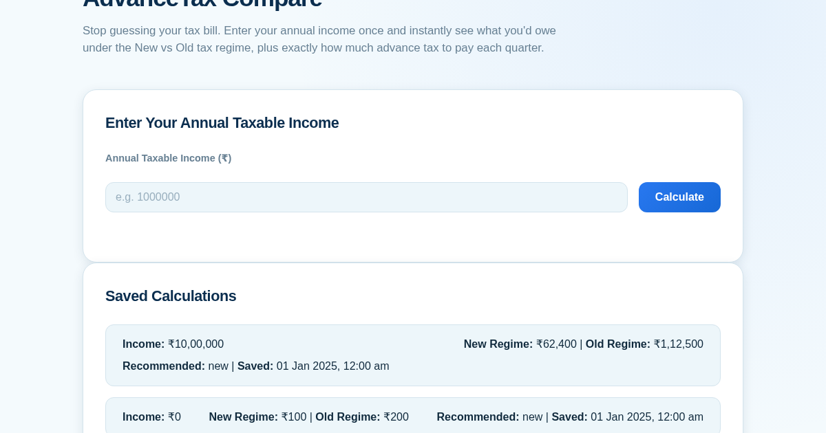 Advance Tax Estimator for Freelancers
